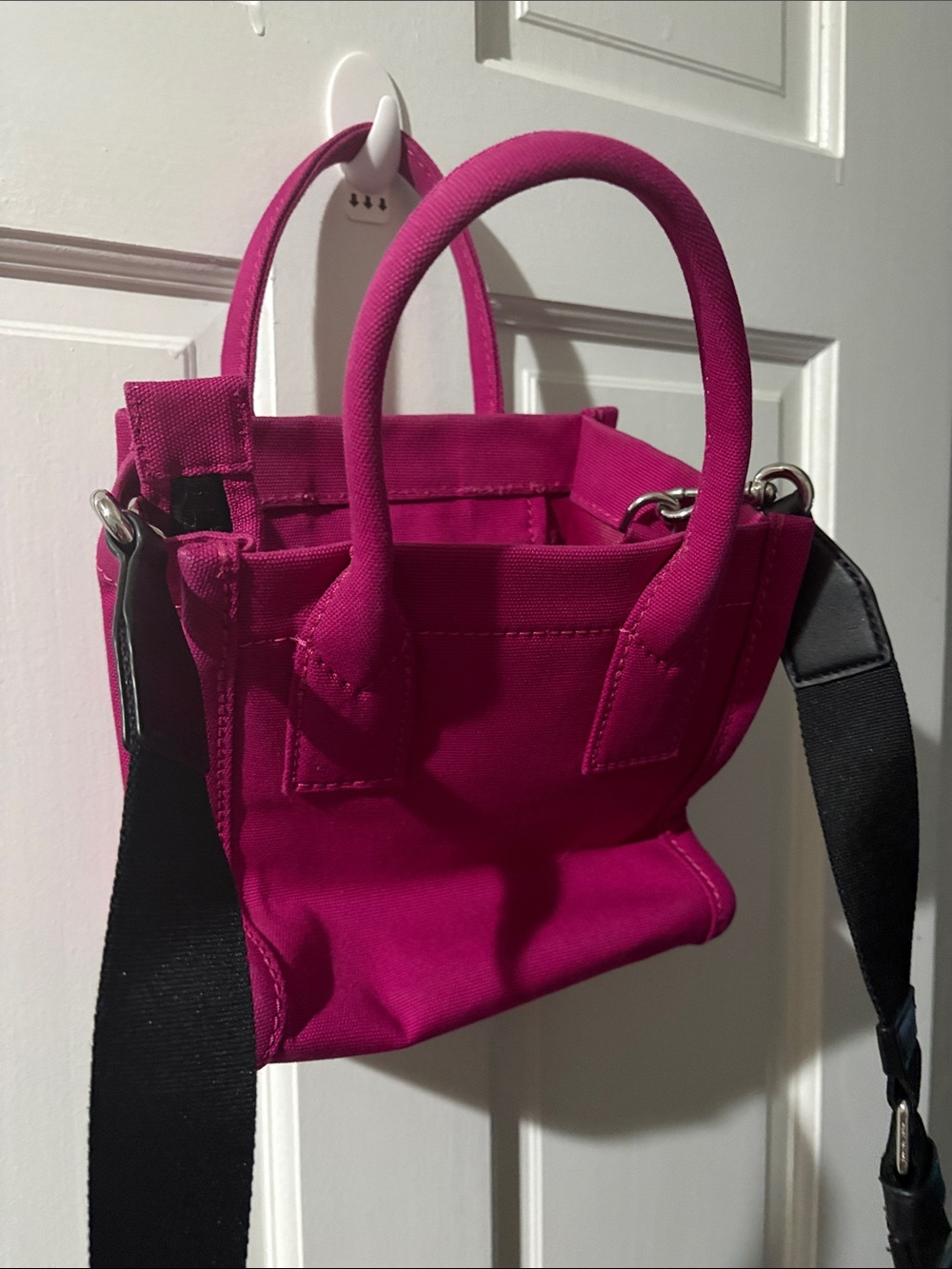 Marc Jacobs Hot Pink Canvas Mini Tote with Black Strap EUC - Picture 2 of 6